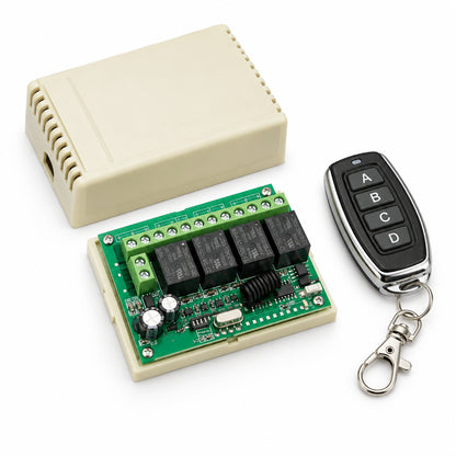 4CH 12V 20A RF Wireless Remote Control Switch Relay Module | RF Transmitter + Receiver