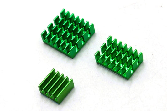 Aluminium Heat sinks set Green for Raspberry Pi 3 in 1