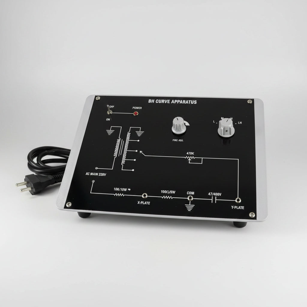 Control panel for BH Curve Apparatus with wiring on a dark surface