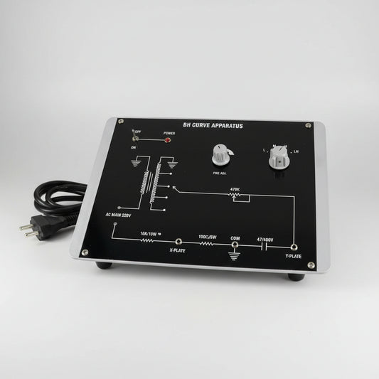 Control panel for BH Curve Apparatus with wiring on a dark surface