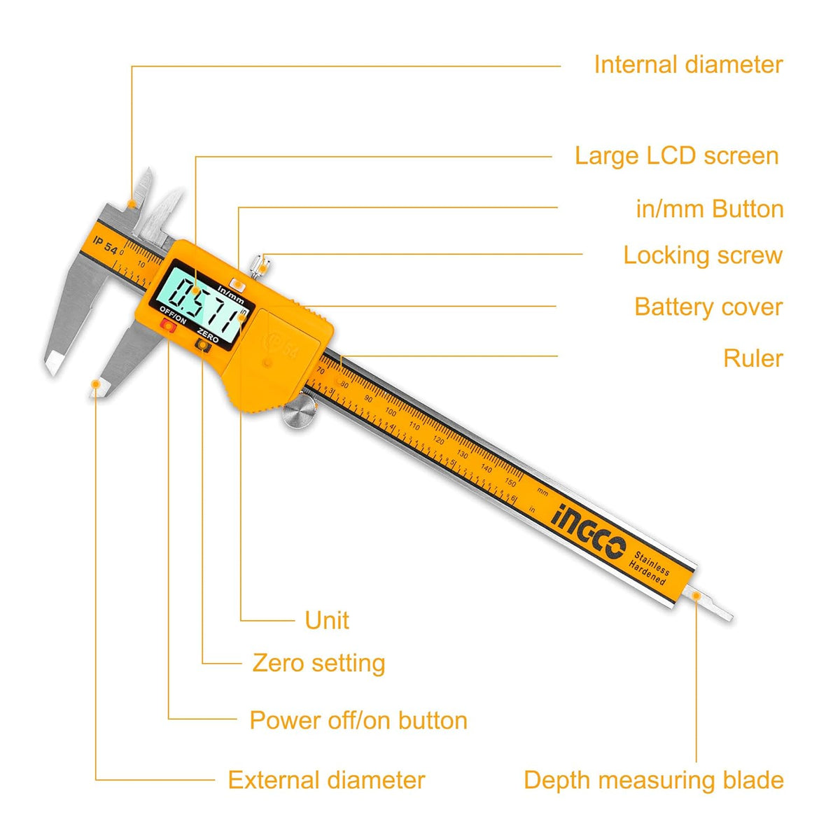 INGCO HDCD28150 Digital Vernier Caliper 150mm (6 inches)
