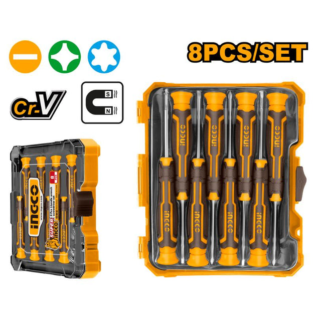 INGCO HKSD0818 8 Pcs Precision Screwdriver Set