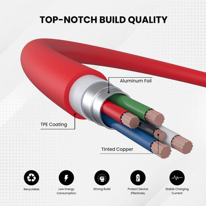 Portronics POR-1821 Konnect Dash Pro 80w USB To Type-C Cable 1 Meter Length (Red)