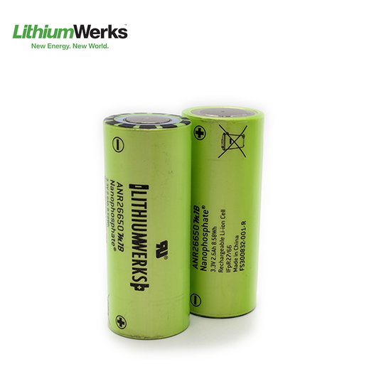 Lithium Werks ANR26650M1B 3.3 V 2.6 Ah Lithium Iron Phosphate (LiFePO4) 26650 Battery
