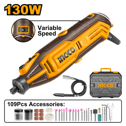 INGCO MG13328 Mini Grinder 130 watt with 110 Pcs accessories