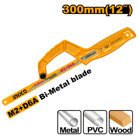 INGCO MHHF1504 Mini Hacksaw Frame with 1 Pcs 300mm (12") Blade