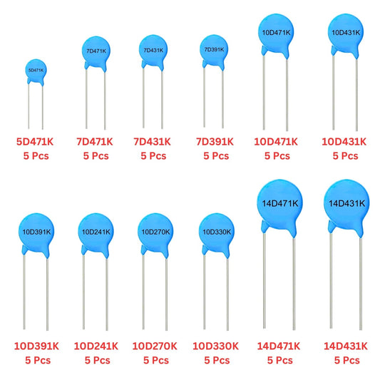 Elepak MOV Metal Oxide Varistor Pak 5 to 14D 60 Pcs 12 Values