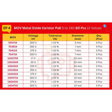 Elepak MOV Metal Oxide Varistor Pak 5 to 14D 60 Pcs 12 Values