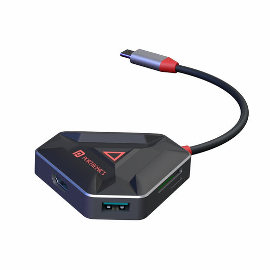 Portronics POR-1946 Mport 6C USB C Hub (6-in-1) Multiport Adapter with HDMI, 3-Port USB 3.0, microSD & SD Card Reader for Laptop, PC, Mac (Black)