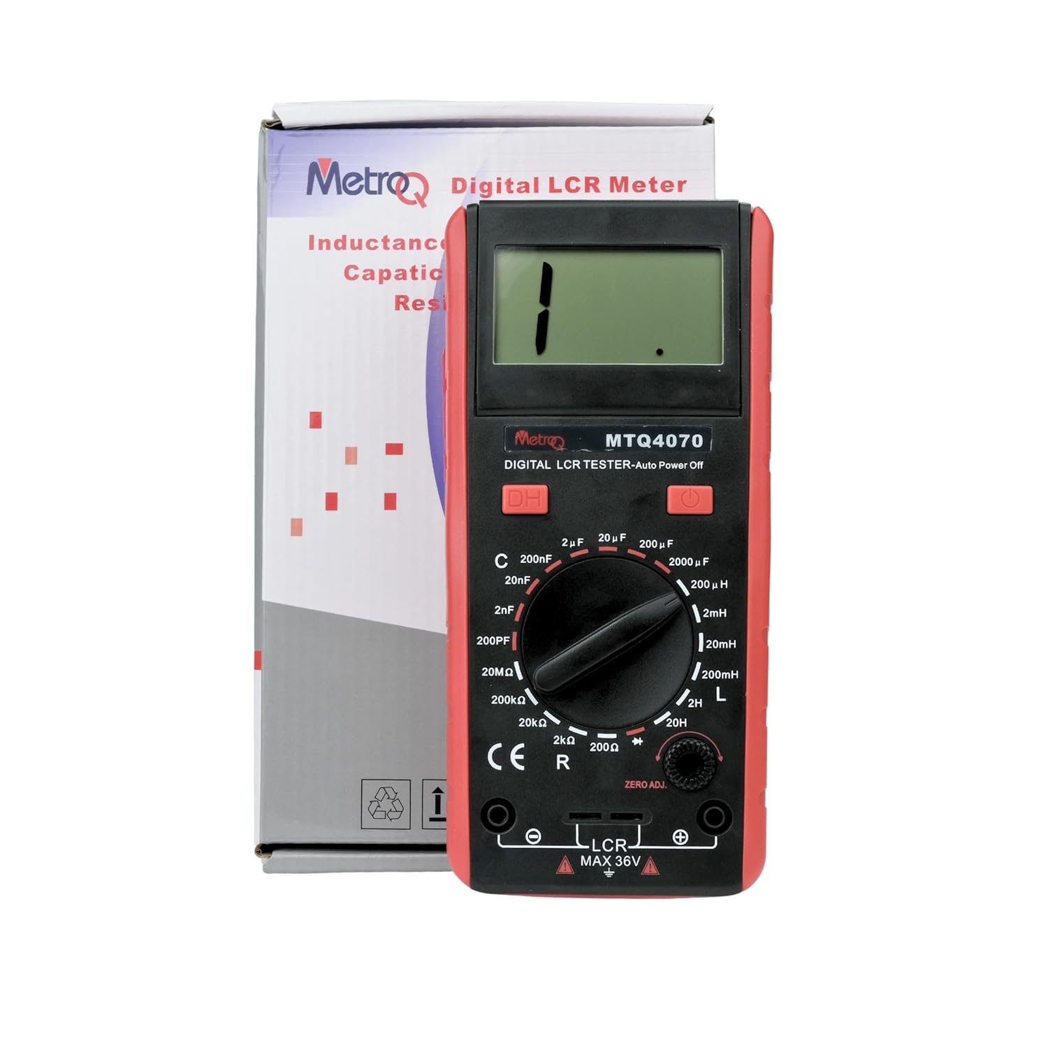 Digital LCR Meter with MetroQ branding on a white background