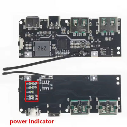 22.5W 5-Port Bidirectional Fast (QC4+PD3.0) Mobile Power Bank Charging Discharging Module with LED and NTC Temperature Protection