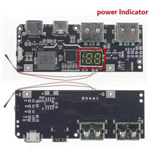 22.5W 5-Port Bidirectional Fast (QC4+PD3.0) Mobile Power Bank Charging Discharging Module with LED and NTC Temperature Protection