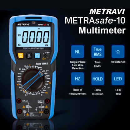 Metravi Metrasafe-10 TRMS Digital Multimeter 6000 Counts / 1000V Auto-Ranging Multimeter