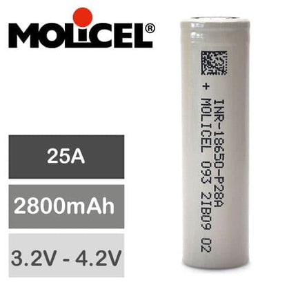 Molicel battery with specifications on a white background