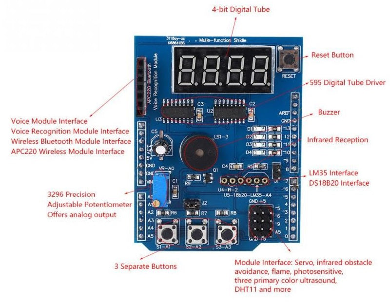 APC220 Bluetooth Voice Recognition Module Multifunctional Expansion Bo ...