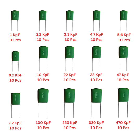 Elepak Polyester Capacitor Pak 1KpF to 0.47µF 170 Pcs 14 Values