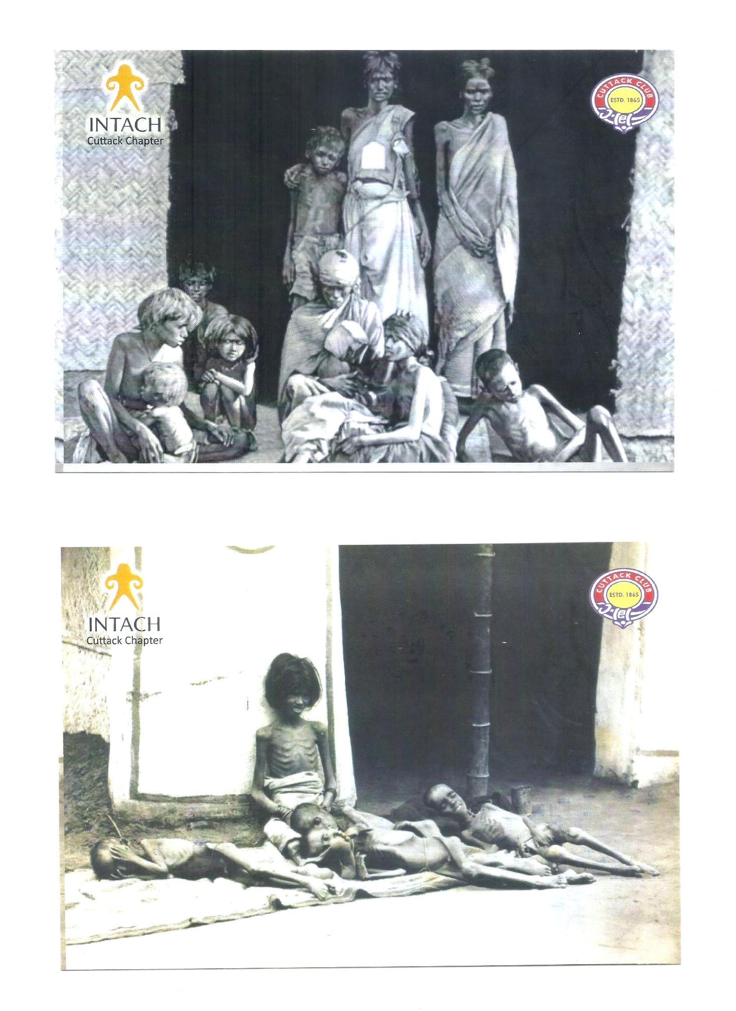 156th ANNIVERSARY OF THE GREAT ORISSA FAMINE OF 1866 (NA'ANKA DURBHIKSHYA) BY INTACH, CUTTACK CHAPTER : SET OF 12 COLOURED PICTURE POST CARD