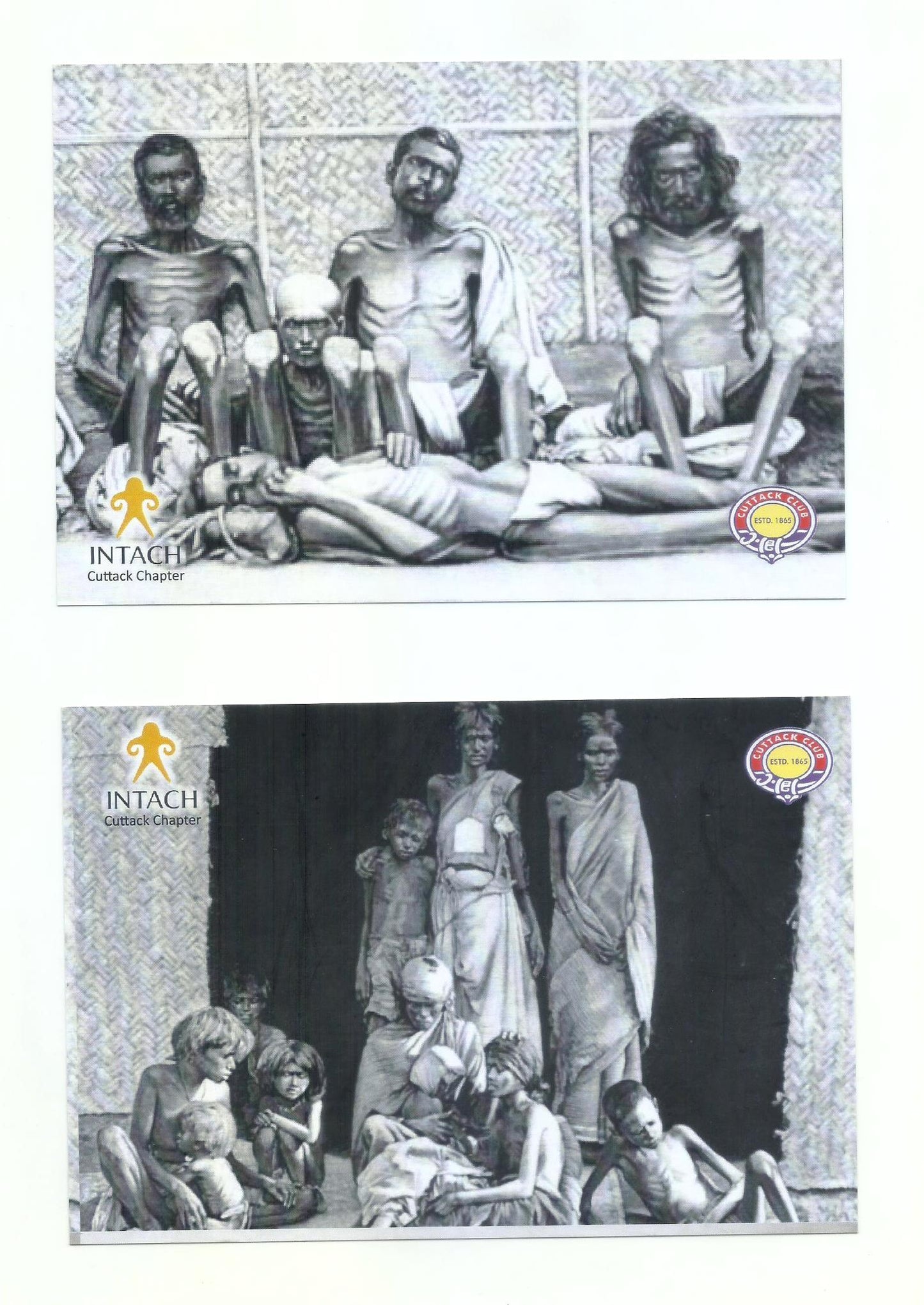 156th ANNIVERSARY OF THE GREAT ORISSA FAMINE OF 1866 (NA'ANKA DURBHIKSHYA) BY INTACH, CUTTACK CHAPTER : SET OF 12 COLOURED PICTURE POST CARD