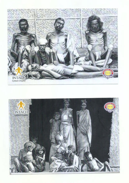 156th ANNIVERSARY OF THE GREAT ORISSA FAMINE OF 1866 (NA'ANKA DURBHIKSHYA) BY INTACH, CUTTACK CHAPTER : SET OF 12 COLOURED PICTURE POST CARD