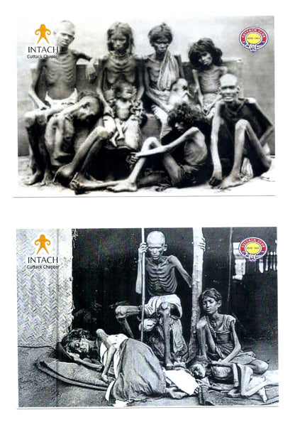 156th ANNIVERSARY OF THE GREAT ORISSA FAMINE OF 1866 (NA'ANKA DURBHIKSHYA) BY INTACH, CUTTACK CHAPTER : SET OF 12 COLOURED PICTURE POST CARD