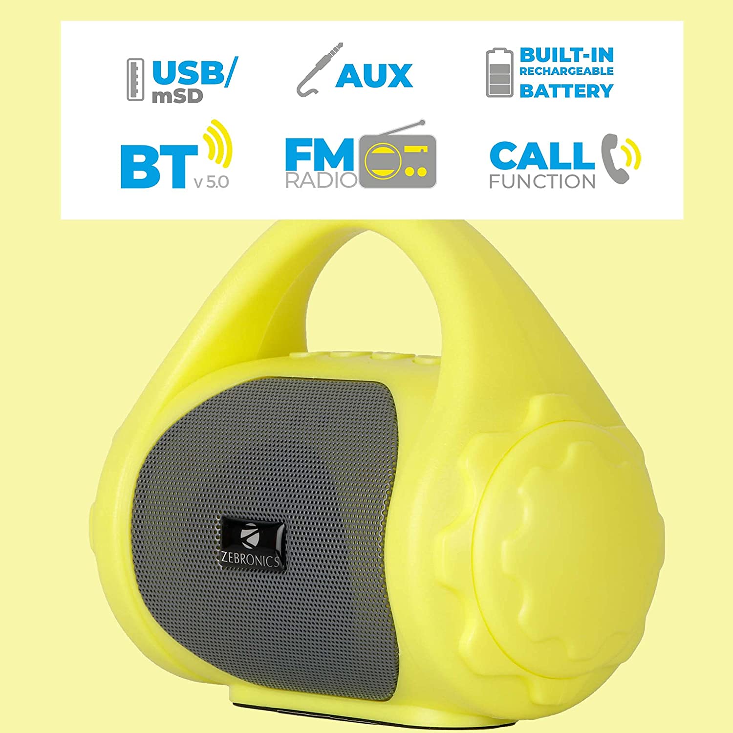 Zeb County (Neon Yellow) Bluetooth Speaker ZEBRONICS