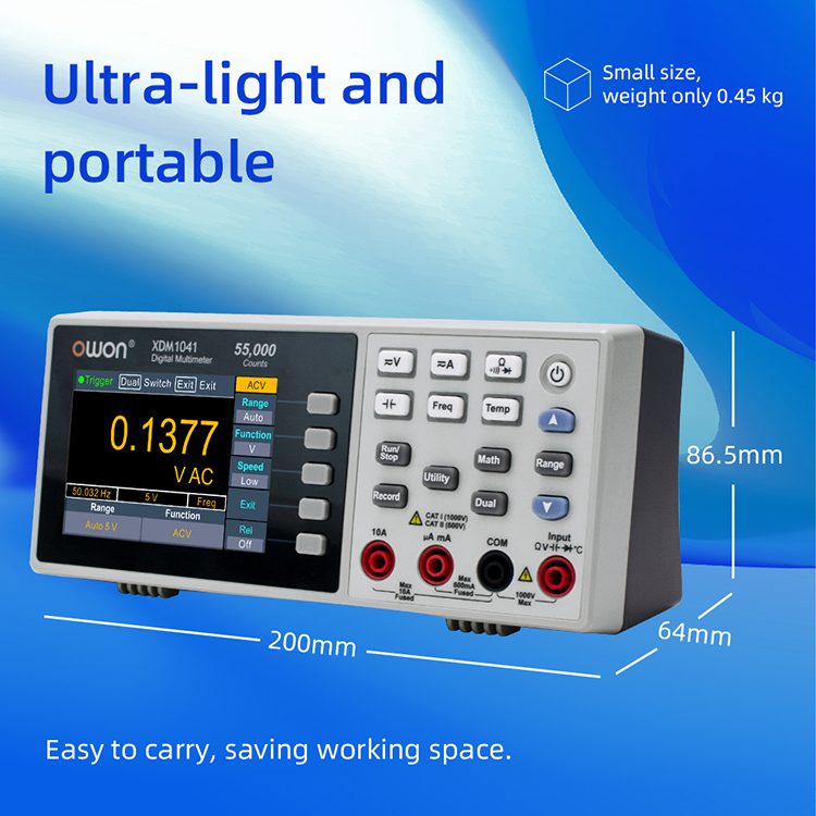 OWON XDM1241 TRMS 4½ Digit Benchtop Multimeter USB Interface With Battery 55000 Counts