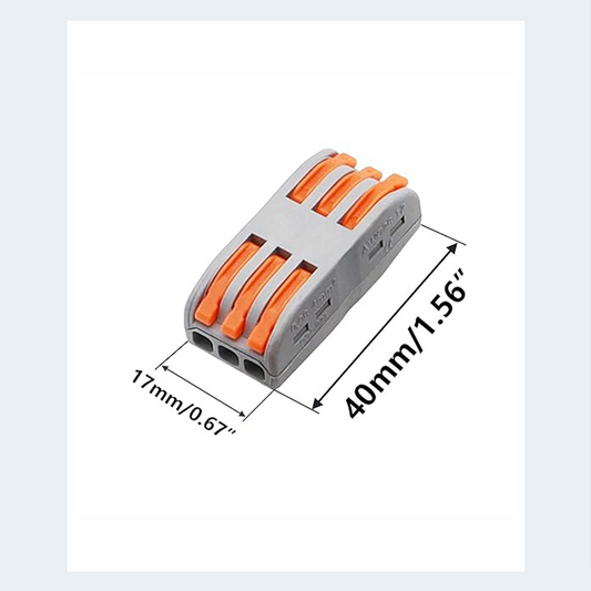 PCT-223-3 Way Quick Connector Terminal 3 In-3 Out, Lever Wire Connector
