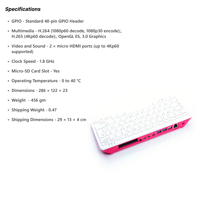 Official Raspberry Pi 400 Personal Computer -US Layout (Unit Only)