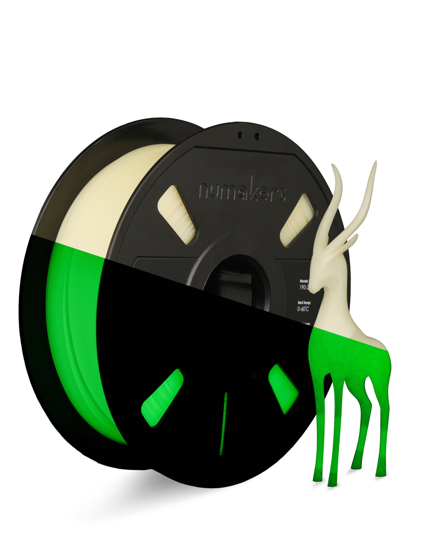 Numakers PLA Glow in the Dark - Green– 1.75 mm / 1 kg
