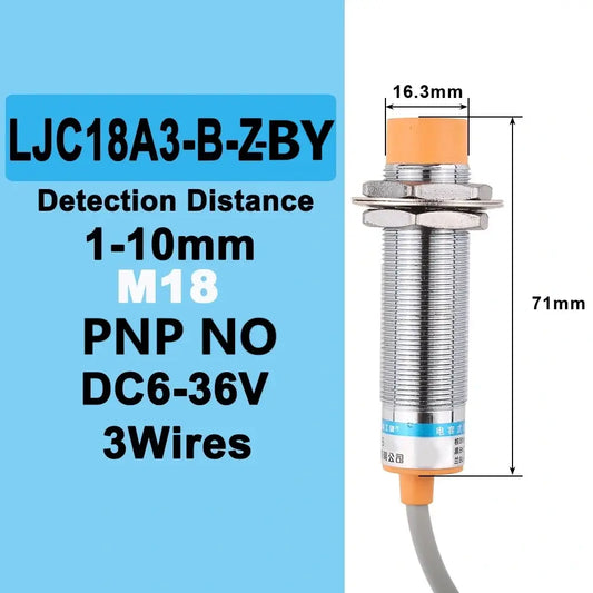 LJC18A3-B-Z/BY PNP NO Capacitive Proximity Sensor, 1-10mm, DC 6-36V