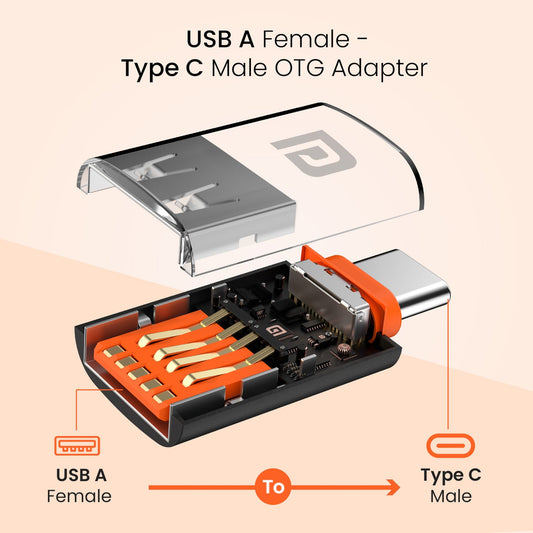Portronics POR-2789 Bridge Y USB A Female Type C Male OTG Adapter