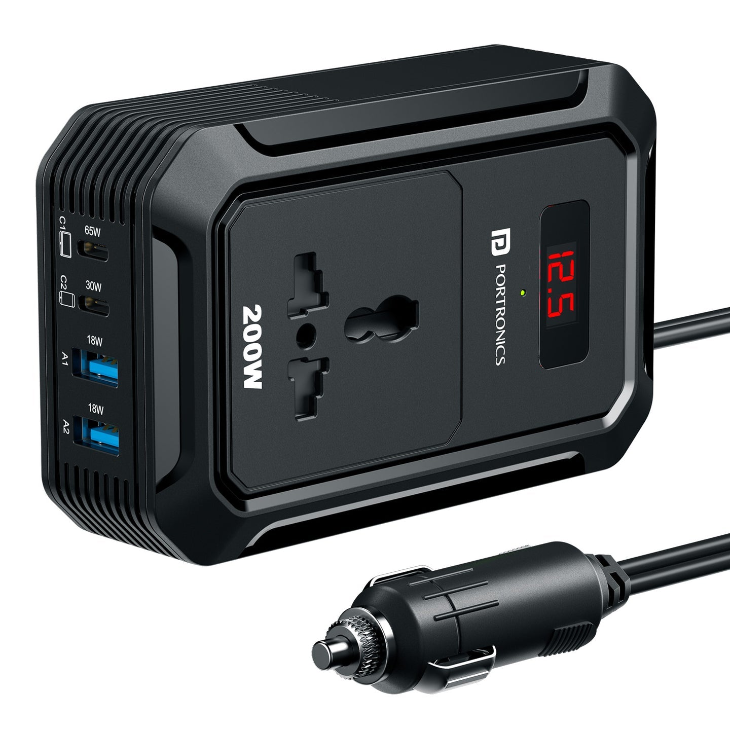 Portronics POR-3247 Car Power III Pro – 3-in-1 Car Charger with Dual USB & Type-C PD Fast Charging