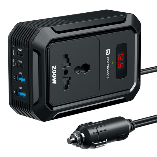 Portronics POR-3247 Car Power III Pro – 3-in-1 Car Charger with Dual USB & Type-C PD Fast Charging
