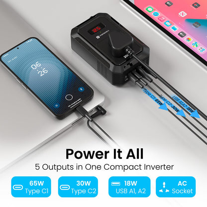 Portronics POR-3247 Car Power III Pro – 3-in-1 Car Charger with Dual USB & Type-C PD Fast Charging