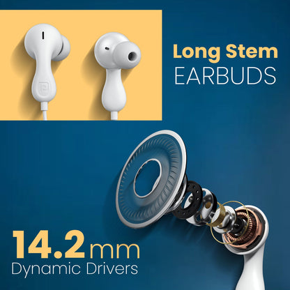 Portronics POR 2930 Conch Kappa in Ear 3.5mm Wired Earphones with in Line HD Mic, Powerful Audio, 14.2mm Dynamic Driver, Unique Earbuds Design, TPE Anti Tangle Wire,in line Controls,Wide Compatibility(White)