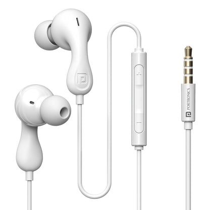 Portronics POR 2930 Conch Kappa in Ear 3.5mm Wired Earphones with in Line HD Mic, Powerful Audio, 14.2mm Dynamic Driver, Unique Earbuds Design, TPE Anti Tangle Wire,in line Controls,Wide Compatibility(White)