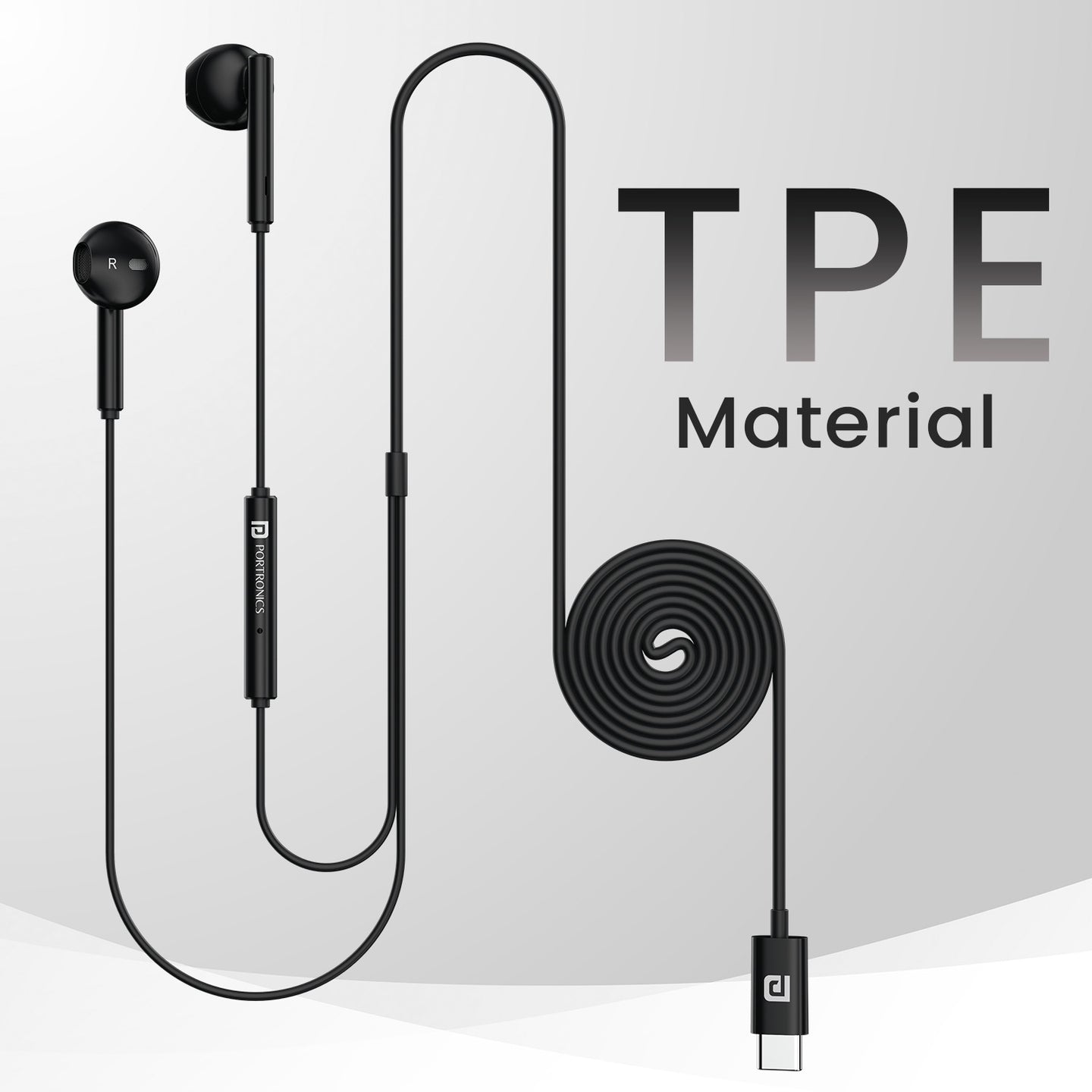 Portronics POR 2148 Conch Theta C in Ear Type C Wired Earphones (Black)