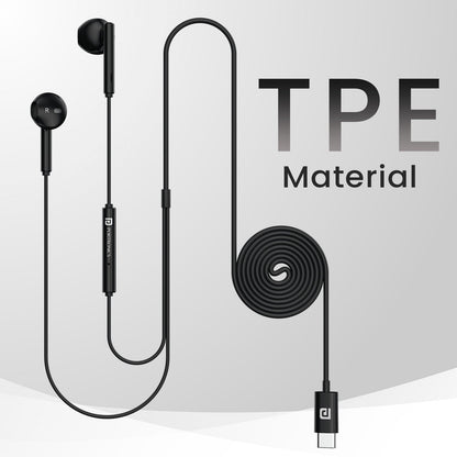 Portronics POR 2148 Conch Theta C in Ear Type C Wired Earphones (Black)