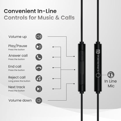 Portronics POR 2148 Conch Theta C in Ear Type C Wired Earphones (Black)