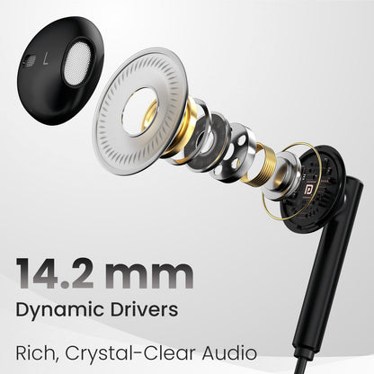 Portronics POR 2148 Conch Theta C in Ear Type C Wired Earphones (Black)