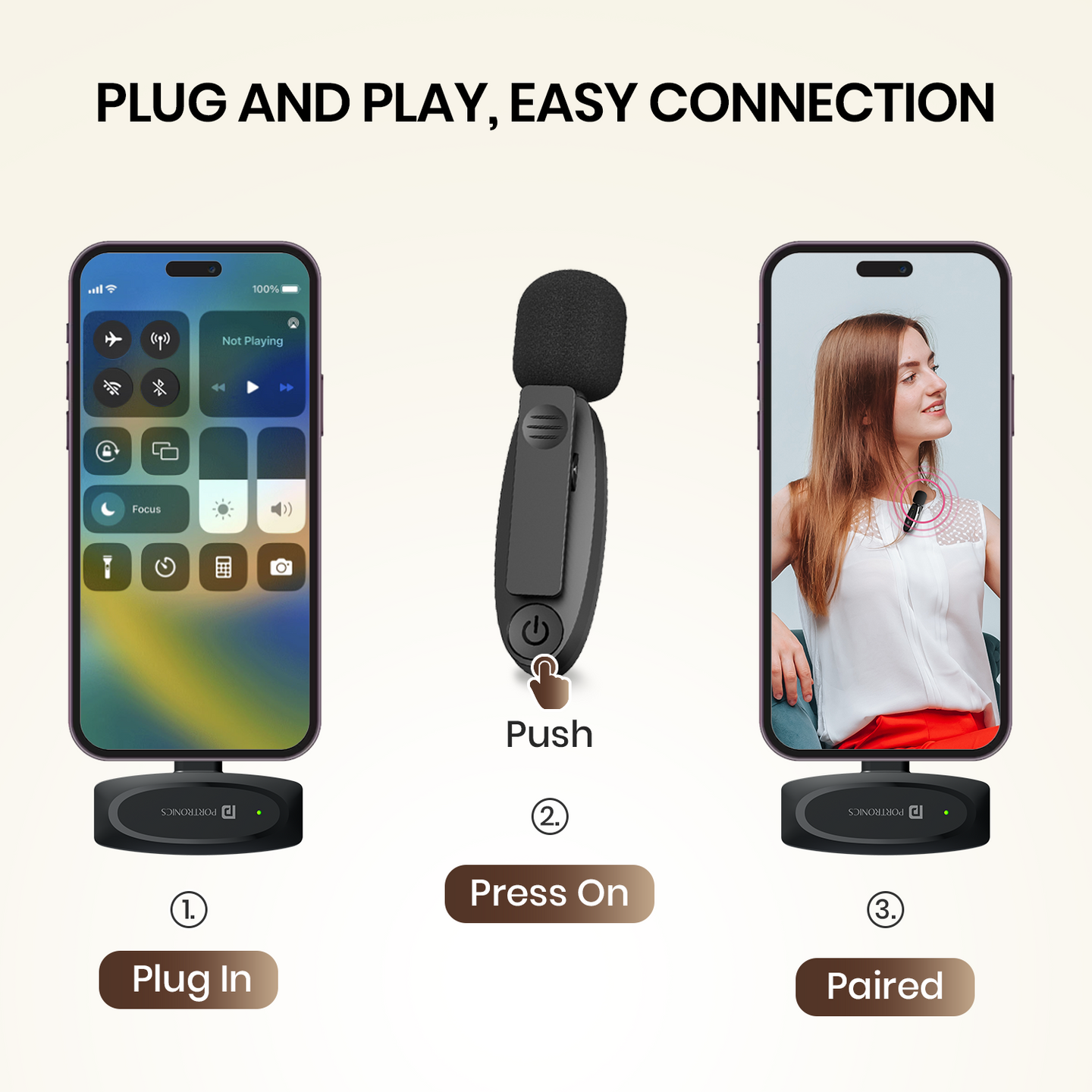 Portronics POR-2325 Dash 7 Ai Type C Wireless Microphone With Ai Feature (Black)