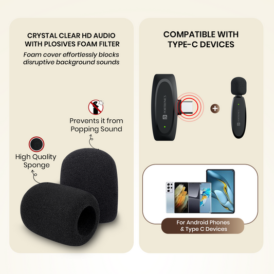Portronics POR-2325 Dash 7 Ai Type C Wireless Microphone With Ai Feature (Black)