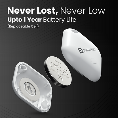 Portronics POR 3259 LOCA Item Finder with Upto 1 Year Battery Life, Bluetooth Tracker,MFi Certified, Item Locater for Keys, Wallets, Luggage, Gadgets etc,Only iOS Compatible with Apple Find My App