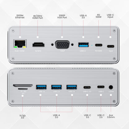 Portronics POR-3248 Mport Vault 13-in-1 USB-C Metal Docking Station (Grey)