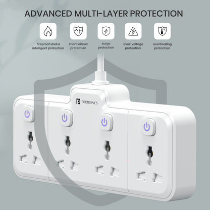 Portronics POR 3300 2500W Power Plate Pro 4-in-1 Power Extender with Flexible Cord