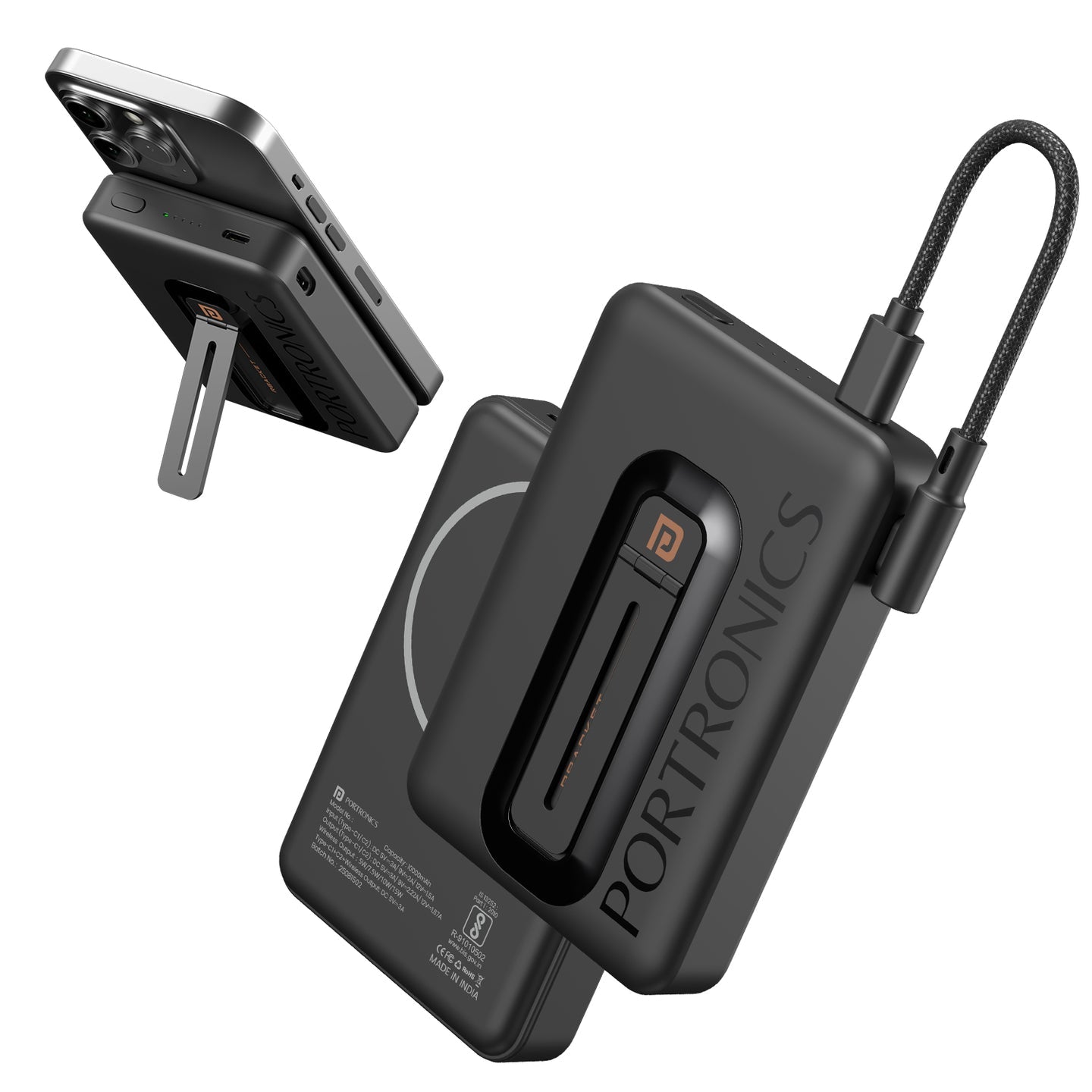 Portronics POR-2902 Revvo 15W Magsafe Wireless Powerbank 10000mAh (Black)