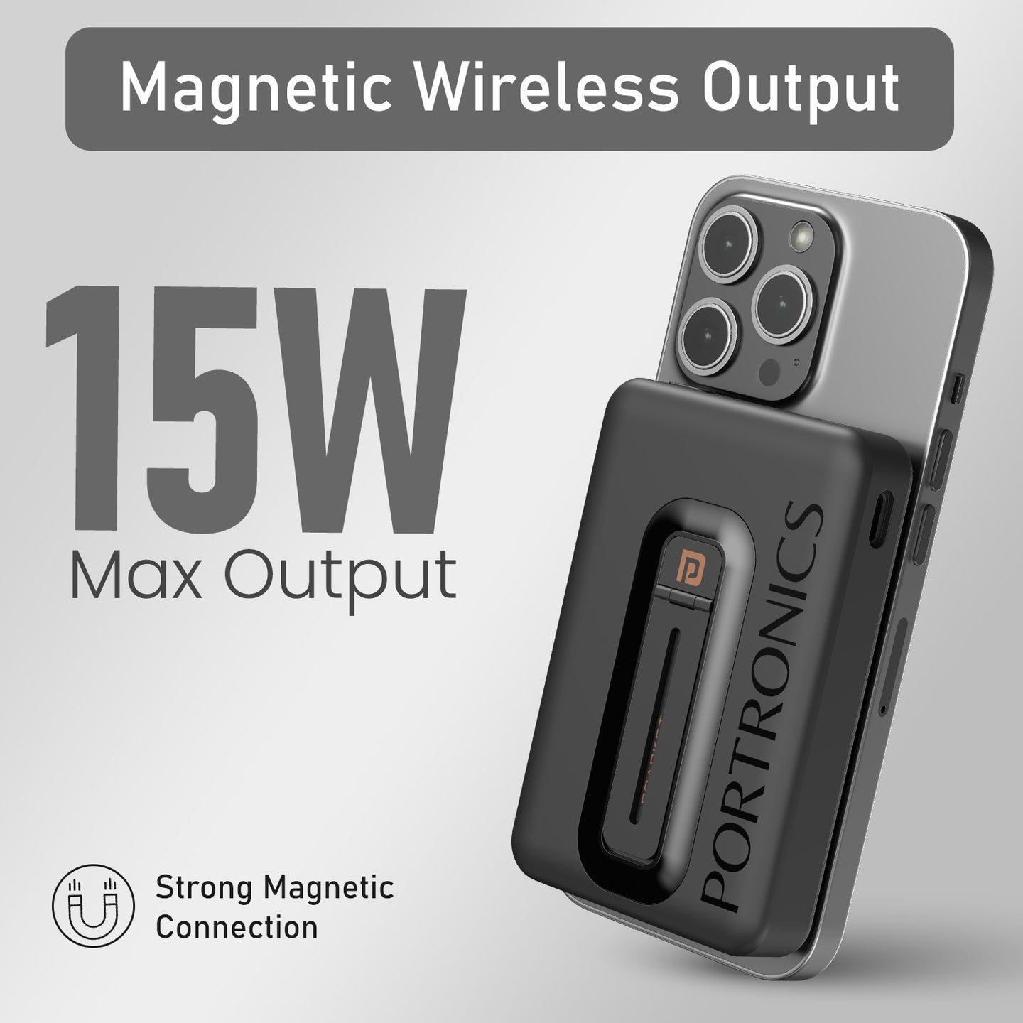 Portronics POR-2902 Revvo 15W Magsafe Wireless Powerbank 10000mAh (Black)
