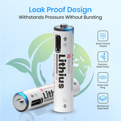 Portronics POR 2510 Lithius Cell AAA Type-C Rechargeable Lithium-ion Battery (Pack of 2)