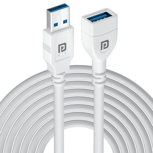 Portronics POR-2976 Uniconnect, 1.5M USB Extension Cable, Durable USB Type-A Male to Female Cable, Data Transfer & Charging, Compatible with Laptops, PCs, Printers & More(White)