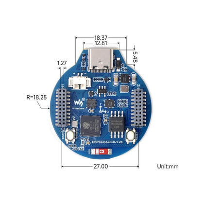 Waveshare ESP32-S3 Development Board 32-bit LX7 Dual-core Processor Integrates GC9A01 Display Driver Chip With 1.28inch IPS Round LCD